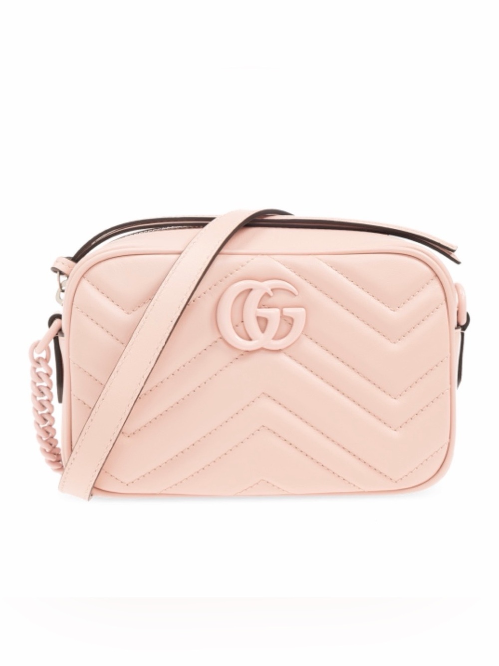 GUCCI Marmont mini GG logo quilted leather camera crossbody bag